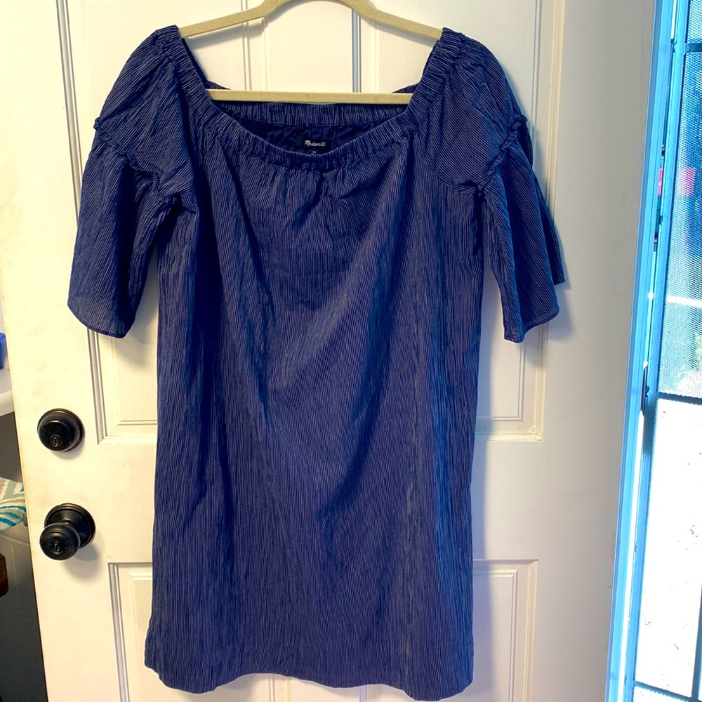 EUC Madewell Off the Shoulder Striped Dress (Size 10)